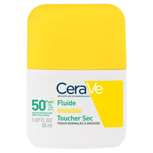CERAVE - Fluide Solaire Invisible Toucher Sec SPF50+ Visage et Cou, 50ml
