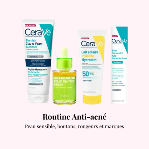 Routine ACNE  Peau Sensible, Rougeurs & Marques
