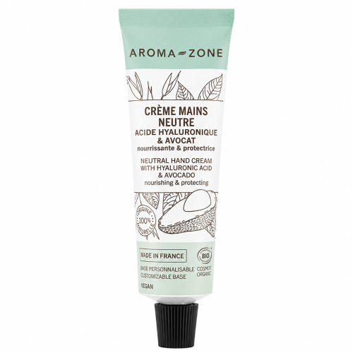 AROMAZONE - Crème mains neutre Acide hyaluronique & Avocat BIO, 10ml