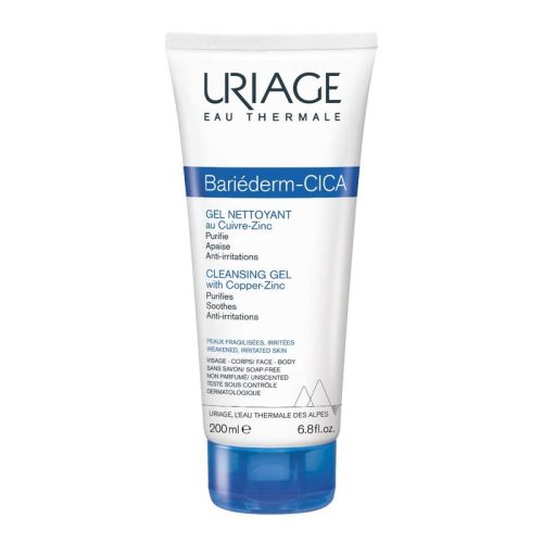 URIAGE - BARIÉDERM-CICA - Gel Nettoyant au Cuivre & Zinc Visage et Corps, 200ml